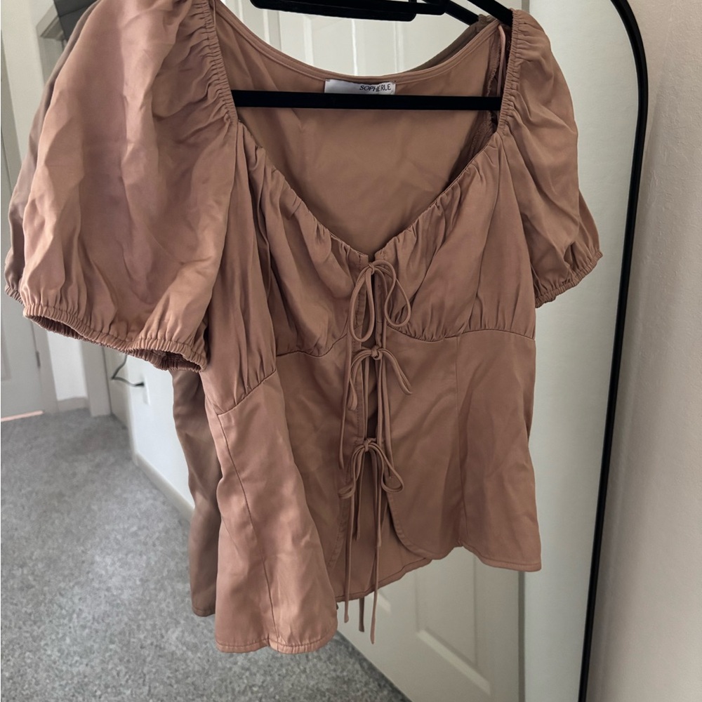 Sophie Rue Puff Sleeve Blouse in Brown
